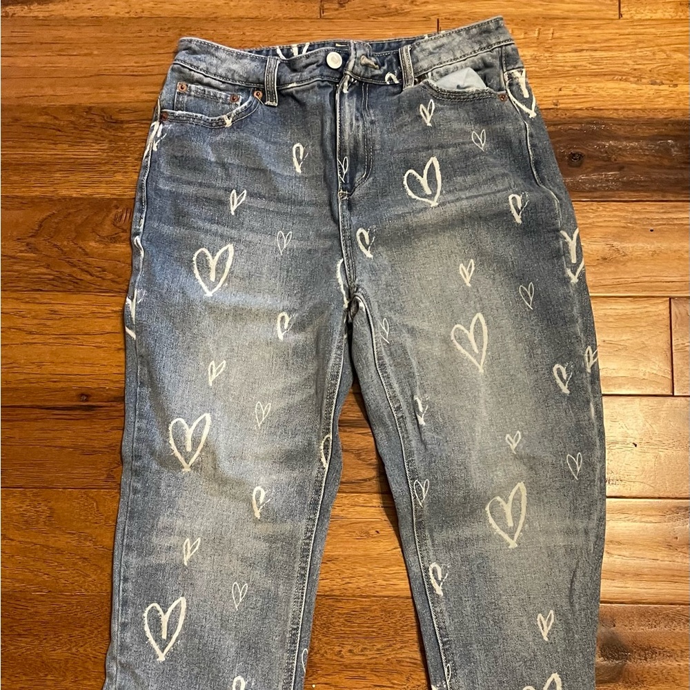 Heart Patterned Blue Jeans